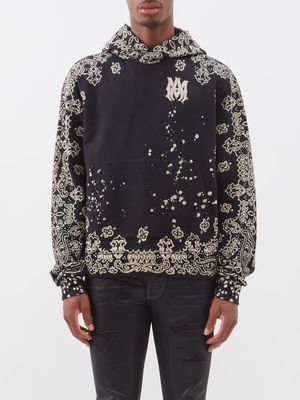 Amiri - Bandana-print Cotton-jersey Hooded Sweatshirt - Mens - Black