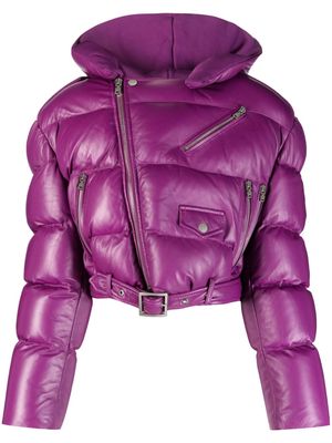 AMIRI Biker cropped puffer jacket - Purple