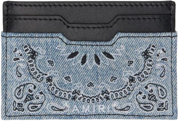 AMIRI Black & Blue Embroidered Card Holder