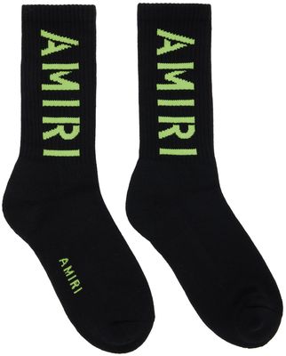 AMIRI Black & Green Stencil Socks