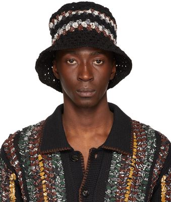 AMIRI Black Crochet Structured Hat