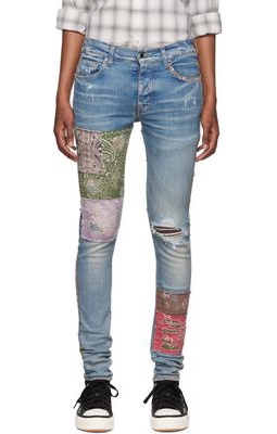 AMIRI Blue Bandana Artpatch Jeans