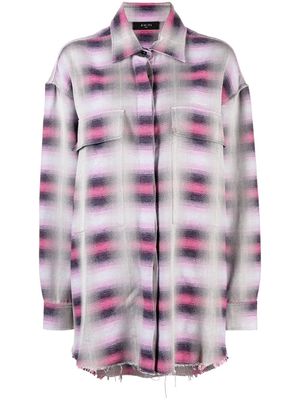 AMIRI blurred plaid long-sleeved shirt - Purple