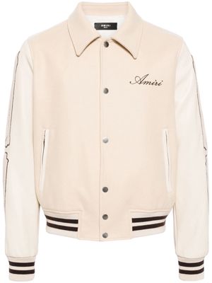 AMIRI Bones appliqué-detail varsity jacket - Neutrals