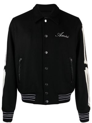 AMIRI bones appliqué wool-blend bomber jacket - Black