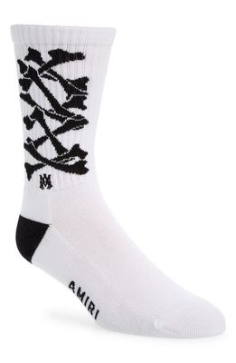AMIRI Bones Crew Socks in White/Black