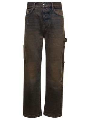 AMIRI Brown Five-pocket Jeans With Faded Effect And Rips Details In Cotton Denim Man