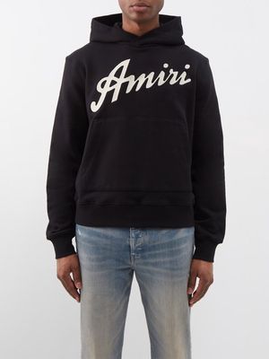 Amiri - California Logo-embroidered Cotton-jersey Hoodie - Mens - Black