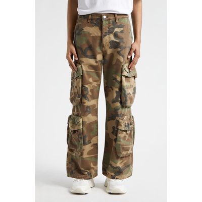 AMIRI Camo Print Cotton Canvas Cargo Pants in Green Camo