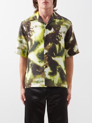 Amiri - Camouflage-print Silk Short-sleeved Shirt - Mens - Black Multi