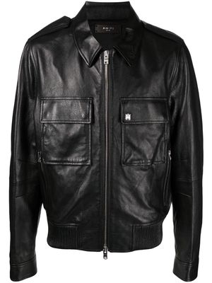 AMIRI classic-collar leather jacket - Black