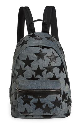 AMIRI Classic Stars Denim Backpack in Clay Indigo /Black