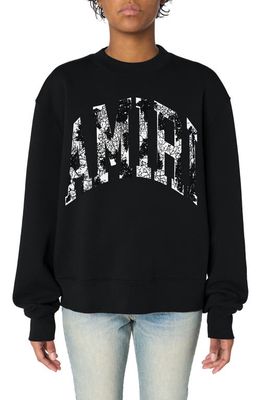 AMIRI Collegiate Logo Cotton Crewneck Sweatshirt in Black