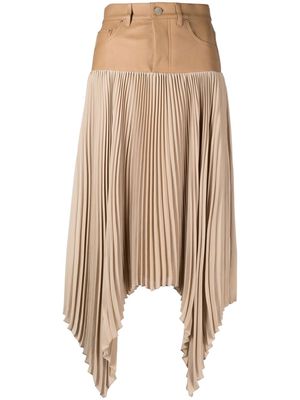 AMIRI contrast pleated asymmetric skirt - Neutrals