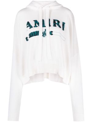 AMIRI cotton-cashmere blend logo hoodie - White