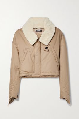 AMIRI - Cropped Fleece-trimmed Padded Cotton Jacket - Brown