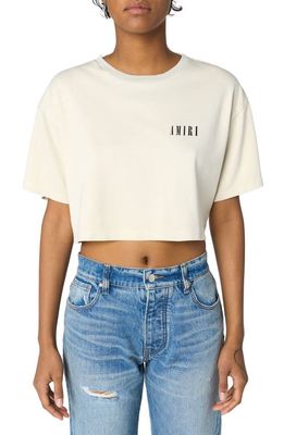 AMIRI Cropped Logo Cotton T-Shirt in Alabaster