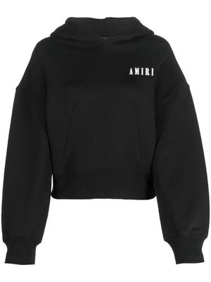 AMIRI cropped logo-print hoodie - Black