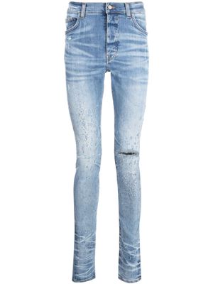 AMIRI crystal-embellished slim-fit jeans - Blue