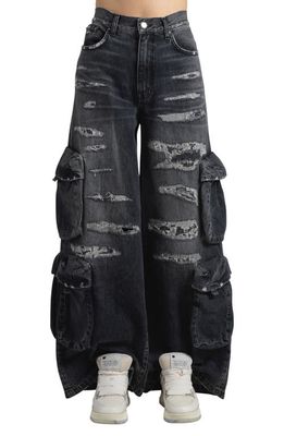 AMIRI Distressed Baggy Cargo Jeans in Aged Black
