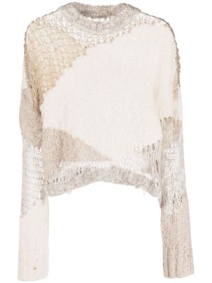 AMIRI distressed open-knit sweater - Neutrals