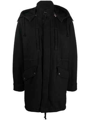 AMIRI drawstring-hooded zipped-up parka coat - Black
