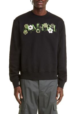 AMIRI Embroidered Floral Logo Graphic Sweatshirt in Black