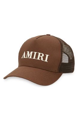 AMIRI Embroidered Logo Trucker Hat in Brown