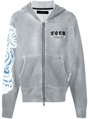 AMIRI embroidered-logo zip-up hoodie - Grey