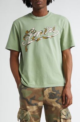 AMIRI Filigree Logo Graphic T-Shirt in Mineral Green