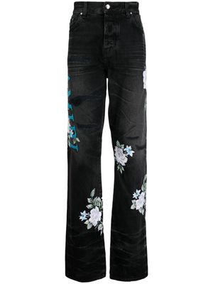AMIRI floral-print straight-leg jeans - Black