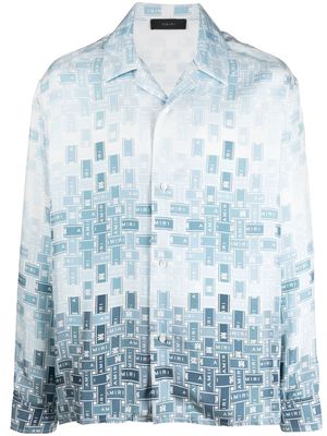 AMIRI Gradient Tape-print silk shirt - Blue