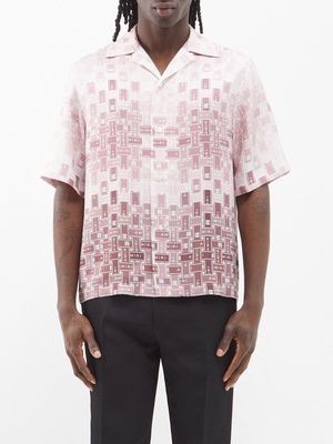 Amiri - Gradient Tape-print Silk-twill Bowling Shirt - Mens - Multi