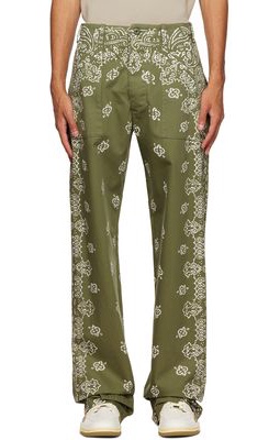 AMIRI Green Bandana Field Print Trousers