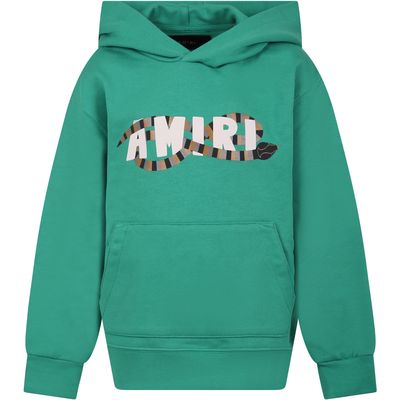 AMIRI Green Sweatshirt For Kids With Snake And Logo