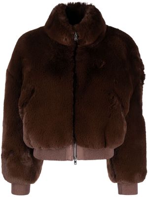 AMIRI high-neck faux-fur jacket - Brown