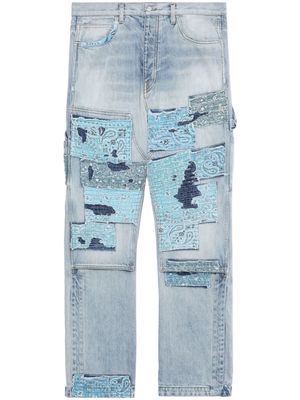 AMIRI high-rise patchwork-detail jeans - Blue