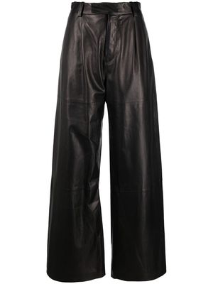 AMIRI high-waisted leather wide-leg trousers - Black