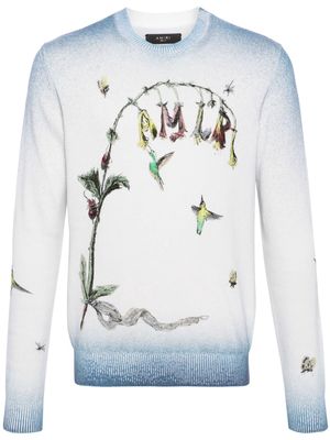 AMIRI Hummingbird motif-embroidered motif - White