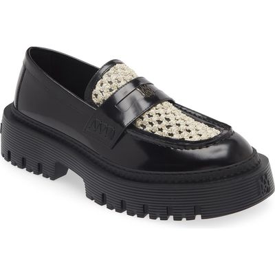 AMIRI Jumbo Mixed Media Penny Loafer in Black at Nordstrom, Size 8Us