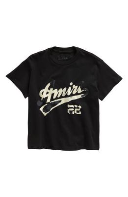 AMIRI Kids' 22 Distressed Logo Cotton T-Shirt in Black