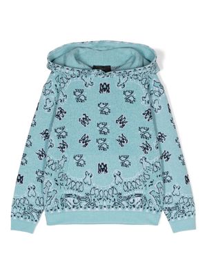 AMIRI KIDS bandana-jacquard chenille hoodie - Blue