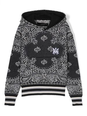 AMIRI KIDS bandana-print logo-embroidered hoodie - Black