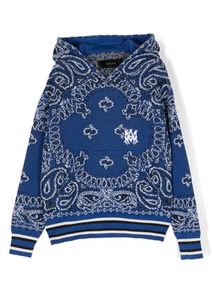 AMIRI KIDS bandana-print piqué hoodie - Blue