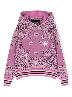 AMIRI KIDS bandana-print piqué hoodie - Pink