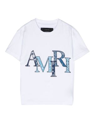 AMIRI KIDS Bandana Staggered cotton T-shirt - White