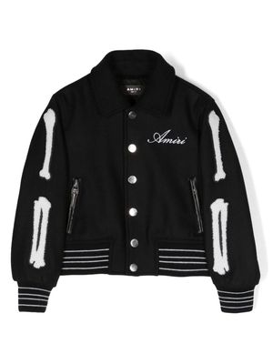 AMIRI KIDS Bones logo-embroidered bomber jacket - Black