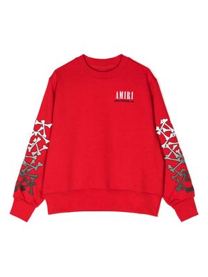 AMIRI KIDS bones-print cotton sweatshirt - Red