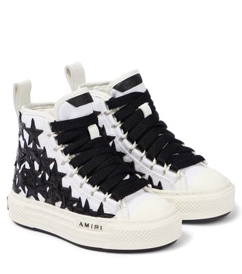 Amiri Kids Embroidered canvas high-top sneakers