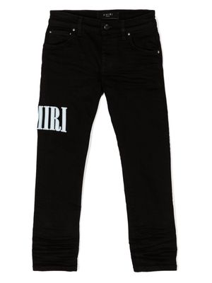AMIRI KIDS logo-appliqué mid-rise straight-leg jeans - Black